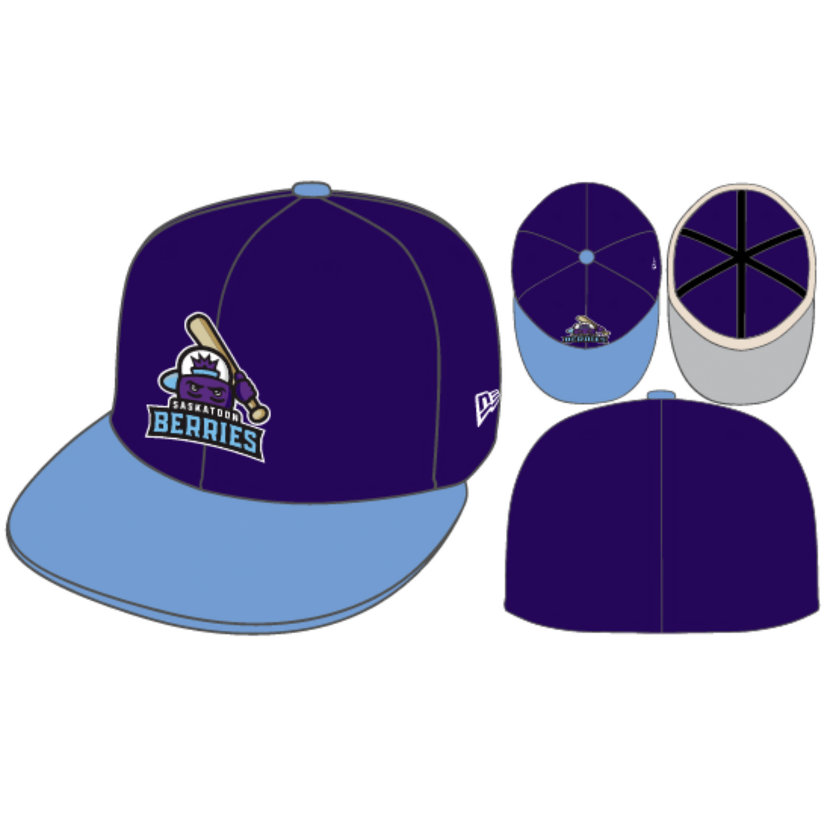 NE 5950 Mixed Berry Fitted Flatbrim – Saskatoon Berries Baseball